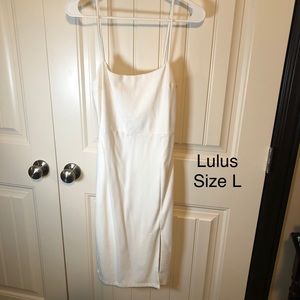 White lulus dress with side slit